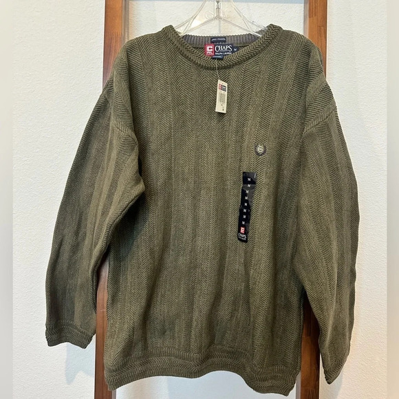 NWT Men’s Vintage Chaps Ralph Lauren Hand Framed Herringbone Sweater M - Picture 1 of 8